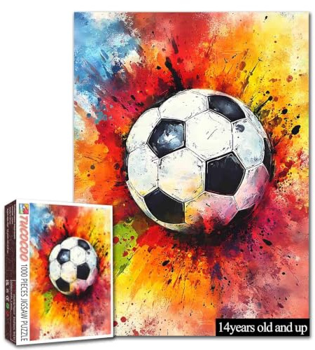 Tucocoo Fußball-Aquarell-Puzzles, 1000 Teile, DIY-Bastelpuzzle für Erwachsene, Heimdekoration, Geschenke, Familien-Puzzle