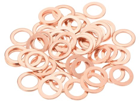 sourcing map 52 rondelle piatte in rame, 12 x 18 x 1,5 mm, rondelle di tenuta metriche piatte per raccordi idraulici, viti, bulloni, dadi e riparazione elettronica