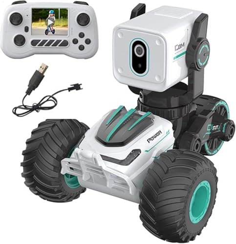 Yjkedfh Camion RC avec Caméra HD 720P, Camion Télécommandé Tout-Terrain, Véhicule RC À Grande Vitesse, Jouet De Véhicule De Cascade Rotatif, Voiture De Dérive Rechargeable, Camions À Grande Vitesse