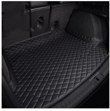 DZSMSRTG Kofferraummatten Für VW Für T-Cross 2019 2020 2021 2022 2023 Leder Kofferraummatte Teppichabdeckung Kofferraumwanne(Black-Black)