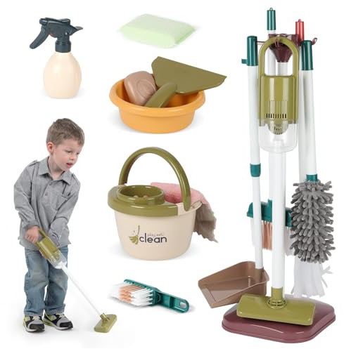 Vicloon Kids Cleaning Set, 13 Pcs Cleaning Set Toys for Kids Includes Toy Hoover, Dustpan and Brush Sets, Toddler Cleaning Set for Boys & Girls 3 4 5 6 Years