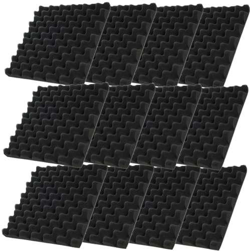 Mikinona Schallisolierungspaneele 12 Stück Selbstklebende Schallabsorptionsmatten aus Schallabsorbierendem Baumwollmaterial 30x30x5cm Schwarz Wabendesign Flammhemmend für Decken und Böden