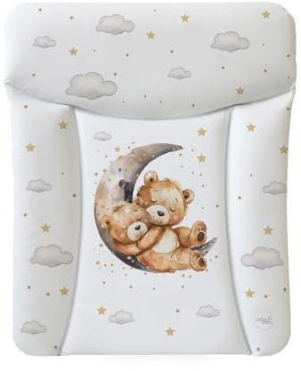Ceba Baby® weiche Wickelauflage 50x70 cm - Baby Wickelunterlage - Wickeltischauflage für Junge und Mädchen - Wasserdicht, abwaschbar - OEKO-TEX® Standard 100 - Made in EU- Bär auf dem Mond