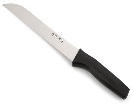 Arcos Cuchillo Panero Acero Inoxidable NITRUM 200 mm - Mango Ergonómico Polipropileno - Resistente y Duradero - Serie Verona - Ideal para Uso Diario. Negro