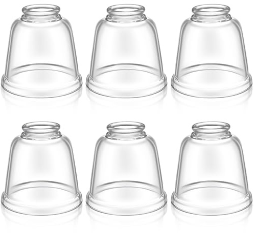 Teenyyou Lot de 6 globes en verre transparent pour ventilateur de plafond, abat-jour en verre de rechange pour lustre, table, applique murale, raccord de 6,3 cm, diamètre de 11,4 cm x hauteur 11,4 cm