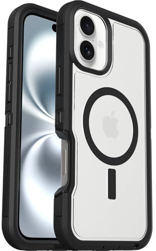 OtterBox Defender XT MagSafe Hülle für iPhone 16 Plus, Transparent/Schwarz | Stoßfest und ultra-robust, Schützende Hülle, 7x getestet nach Militärstandard, Keine Einzelhandelsverpackung