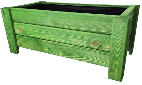 HolzGarden Macetero De Madera Rectangular 80x32x40 cm Impregnado Color Acacia Resistente A La Intemperie Jardinera Grande para Exterior Balcon Jardin 54 l Serie Flora