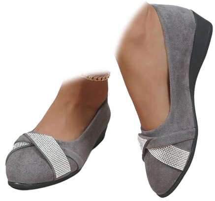 Zapatos de cuña cómodos para mujer, ligeros, no deslizantes, de tacón bajo, con cuña, informales, para trabajar, bailarina y corte
