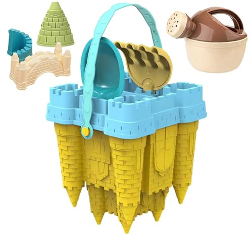Set da gioco Castello di sabbia – Kit per la costruzione di spiagge | Kit di per castelli di sabbia con zaino in rete resistente per il divertimento delle vacanze estive in famiglia all'aperto