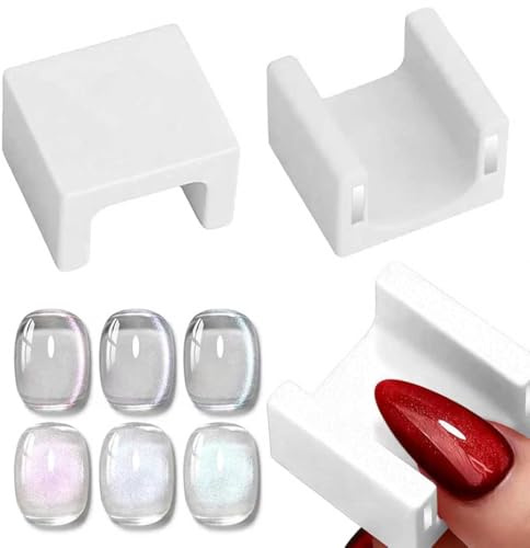 KRISNICE Cat Eye Nail Magnet, Multifunctional Cat Eye Magnet for Nail, Beginner-friendly Cat Eye Gel Nail Polish Magnet, Nail Magnet Tool for Creating Wide Cat Eye Effect in 2s (White)