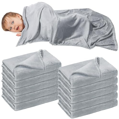 Lot de 10 Couvertures de Sieste Enfant, Plaids de Crèche Gris 100 x 120 cm | Couvertures Doux et Légers, Lavables en Machine, pour Crèche, Maternelle, Assistantes Maternelles et Voyage