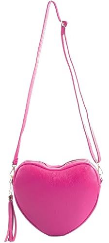 modamoda de T267 Damen Leder Herz Umhängetasche Schultertasche, handmade in Italy