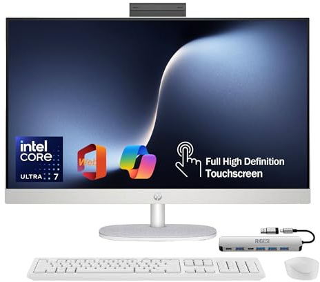 HP 27” FHD Touchscreen All-in-One – Everything to Just Work, Intel Core Ultra 7 155U, 16GB DDR5, 1TB SSD, Free Web Office, HDMI & Ethernet, Windows 11 Pro, USB-C Docking Station Included
