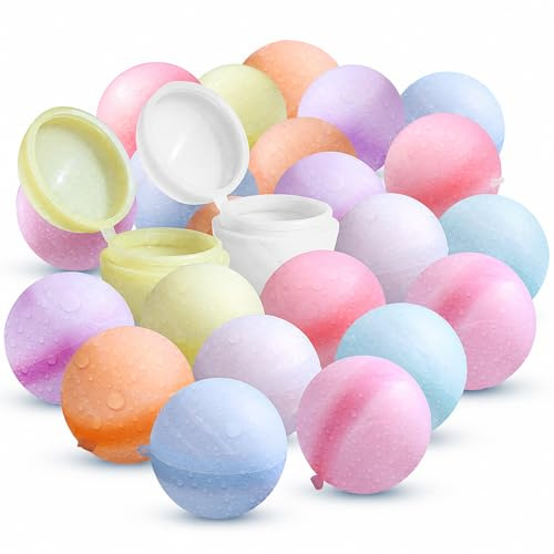 24 Stück Wasserball, Wasserbomben Wiederverwendbar Selbstschließend, Wasserhüpfball Für Jugendliche und Erwachsene, Wasserballoons Schnellfüller Outdoor Wasserspielzeug für Pool & Sommerparty (24)