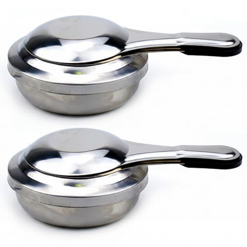 Joygoodta 2Pcs Alcohol Fondue Burner, Mini Stainless Steel Alcohol Stove with Handle, Portable Heater for Outdoor Cooking, Grilling, Heating