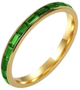 Hoisy Damenring Edelstahl Personalisiert Gravur, 2MM Ewigkeit Rund mit Zirkonia Gold Ehering