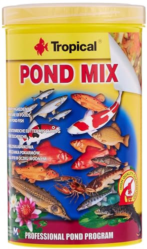 POND MIX 1000ml / 160g - è una miscela di diversi tipi di mangimi per l'alimentazione quotidiana dei pesci da laghetto.