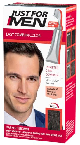 JUST FOR MEN Easy Comb-In Color, No-Mix, Darkest Brown A-50 (1 Pack)