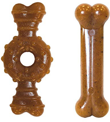 Nylabone Gentle Puppy Dog Teething Flexi Ring and Bone, Chicken Flavour, Medium, for Puppies Up to 16 kg (Twin Pack)