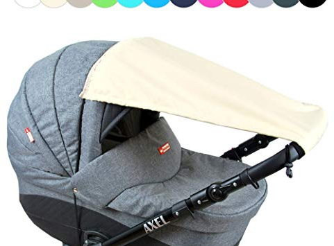 BABYLUX Sonnenschutz UV Rollo Schütz SONNENSEGEL Sonnendach für Kinderwagen Buggy (Beige)