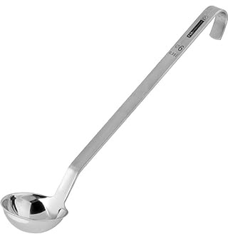 FMprofessional Schöpflöffel 310 mm, Küchenhelfer aus Edelstahl, langlebige & Elegante Suppenkelle (Farbe: Silber) Menge: 1 Stück