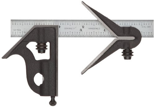 Starrett c11hc-6–16R Gusseisen Filzschuhe Platz und Zentrum Köpfe mit Satin Chrom Klinge Kombination eckig, schwarz Falten Finish, 16R Graduation Filzschuhe, 15,2 cm Größe
