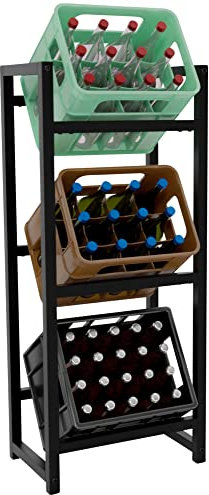 CLP Getränkekistenständer Metall freistehend Stack, platzsparendes Getränkekistenregal robust und platzsparend für Getränkekisten, Farbe:schwarz, Größe:116x47x31 cm