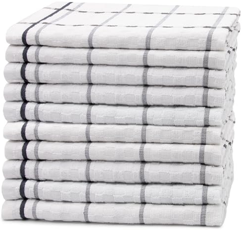 ZOLLNER Set di 10 strofinacci in cotone - 45x60 cm - canovacci da cucina super assorbenti e di lunga durata - lavabili a 60°C - bianco - qualità gastronomica - Certificato Oeko Tex (R)