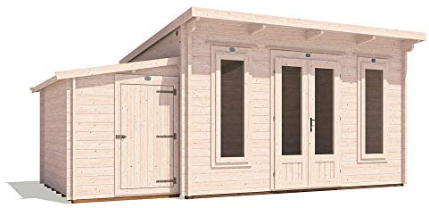 Dunster House Log Cabin Garden Office 5.5 x 3 Metres Summerhouse Terminator Pent with Storage Room