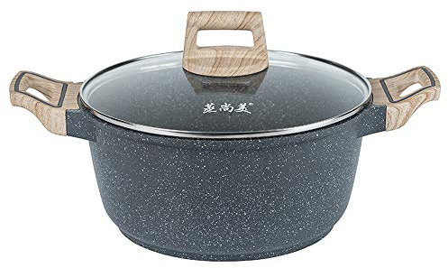 Hcooker pietra di maifan Antiaderente Casseruola Pentola Pentola per zuppa con coperchio in vetro (9,4 pollici)