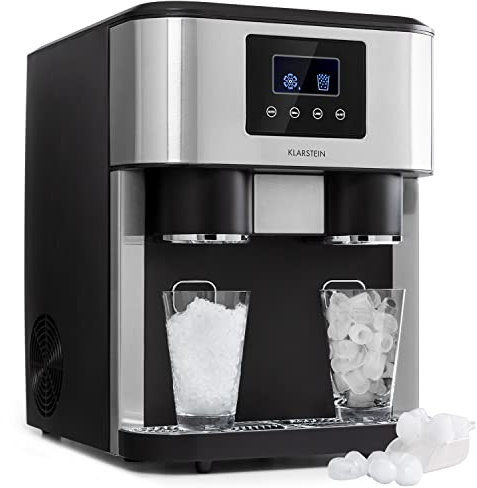Klarstein Maquina de Hielo Doméstica, 1,8L, Gris oscuro, Ice Maker Encimera 15 kg, para Hacer Cubitos de Hielo y Picado en Casa, con Panel Táctil y Sistema Fácil Limpieza, Función Rápida