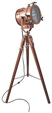 Lampadaire trépied à collectionner avec base en bois - Décoration d'intérieur