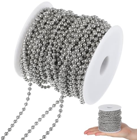 iplusmile 30 Meter Roller Blind Chain, 4.5mm Stainless Steel Blind Beads Cord for Vertical Roman, Venetian, DIY Projects, Silver