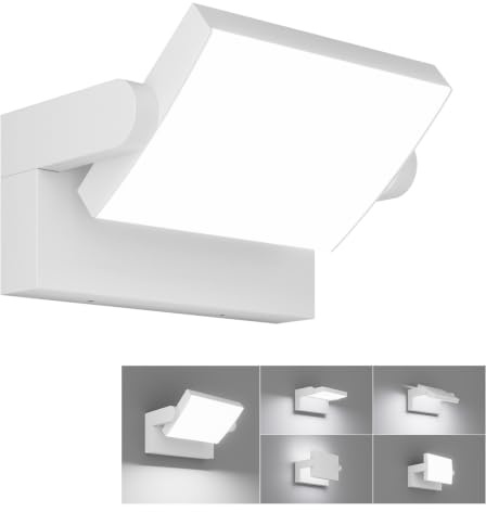 Klighten 24W Außenwandleuchte LED Außenlampe, Weiß, Kaltes Weiß 6000K | Wasserdicht IP65, Schwenkbar, Material: Aluminium, 1500 Lumen, fur Aussen/Innen