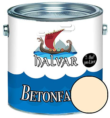 Halvar Betonfarbe/Bodenbeschichtung SEIDENMATT Gelb RAL 1000-1037 Fassadenfarbe (2,5 L, RAL 1015 Hellelfenbein)
