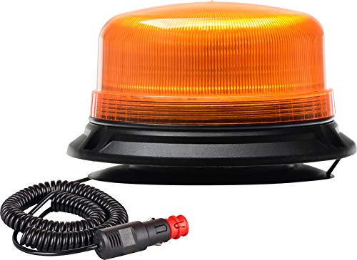 Ryme Automotive Rotativo Ámbar LED 12/24 V Homologado R65 Emergencia Advertencia Señalización Tractor, Camión · Base Magnética Conexión a mechero