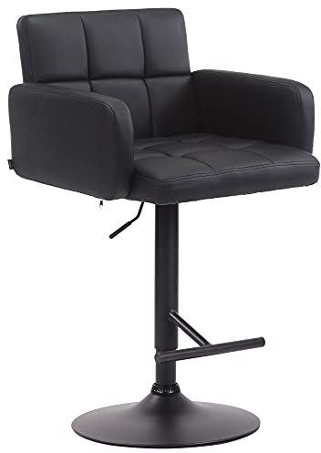 CLP Barhocker Los Angeles Kunstleder | Höhenverstellbarer Barstuhl Mit Drehbarem Sitz | Bistrohocker Mit Metallgestell | Farbe schwarz Gestell Farbe schwarz