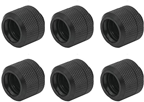 Dracaena.io 6-pack G1/4 tum gänga till 14 mm ytterdiameter, hårt rörkomprimeringspassning med hög kroppsdesign för datorvattenkylsystem, svart