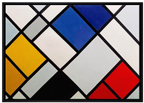 Pixxprint Theo van Doesburg - Kontra Komposition von Dissonanzen Leinwandbild 100x70 cm im Bilderahmen, Wandbild, Schattenfugenrahmen, Kein Poster