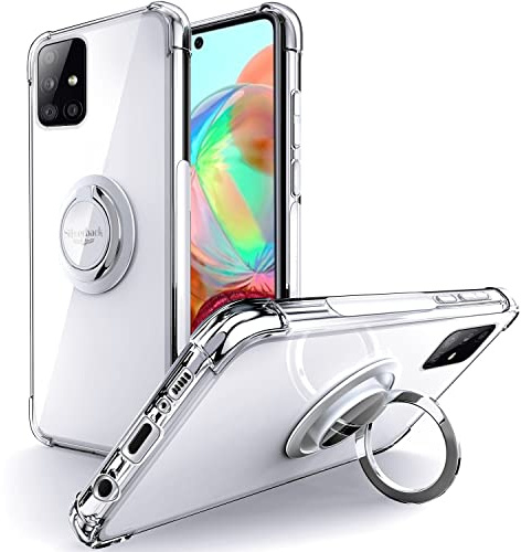 Silverback für Samsung Galaxy A71 4G Hülle mit 360° Ring, Transparent | Ring Halter Handyhülle, TPU Cover, Stoßfester Stoßfänger Schutzhülle, Weiche Dünn Case