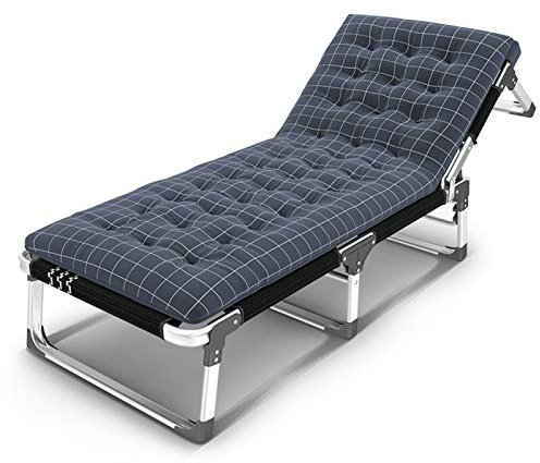 MKKSLR Faltbare Sonnenliege aus Metall mit Kissen in Marineblau, Gartenliegen und Liegen mit atmungsaktiver 8×8-Rückenlehne aus UV-beständigem Textilengewebe 5-Fach verstellbar 190×68×28 cm c319