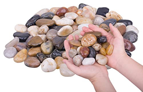 HOT SEAL 1.9 lb Mixed Color River Rock Stones 1~1.5, Natural Decorative Highly Polished Pebbles, Outdoor Decorative Stones for Plant, Aquariums, Landscaping, Garden Flower Bed, Vase Fillers