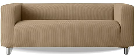 Milica Sofahusse kompatibel mit IKEA Klippan und ähnlichen Sofas mit hohen Armlehnen | Modell Aruba | Hochwertiger Stretch-Stoff, waschbar | Für Haustiere und Kinder geeignet | Farbe Leinen