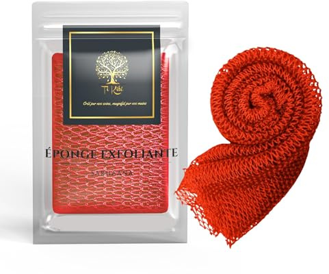 Sarhaana african net sponge XL, afrikanischer netzschwamm, Djampe, afrikanisches Duschnetz, Badeschwamm, peelinghandschuh, Toilettenblume, Körperpeeling (ROT)