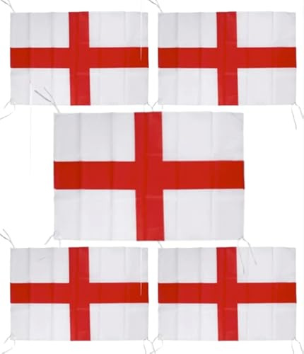 England Football Decorations X5 St George England Flags with String 76cm x 50cm