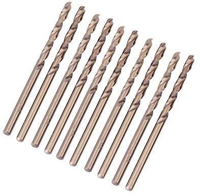 Ejoyous 10 stycken M35 HSS koboltborr, koboltborrset, 1-5 mm HSS-CO borrset spiralborr för borrning på rostfritt stål, gjutjärn, plåt, stålplatta, vinkeljärn (3 mm)