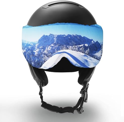 Two Horizons Skihelm Visier Schutz | Visierschutz für Skihelme mit Visier | Schutz vor Kratzern | Mikrofaser Putztuch | Ski Helmet Visor Cover | Visierhelm Schutz Überzug elastisch | Kratzschutz