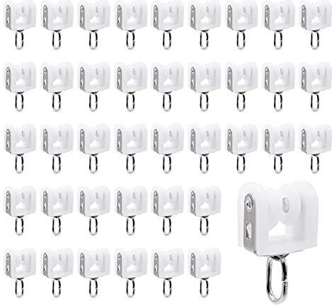 HLIWS Rulli per Binario Della Tenda,40 Pezzi Scorrimento per Binari per Tende,puleggia per cingoli,per Accessori Per Binari Per Tende Da Soffitto(Bianco)
