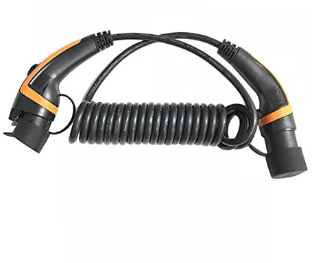 LXSWY elektroauto ladekabel Mit 5 Meter Spiralkabel/geradem Kabel 16A 32A EV-Kabel 3,6KW 7,6KW J1772 Typ 1 bis Typ 2 IEC62196 EV-Aufladung (Color : 32A 5M Spiral Cable)