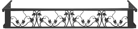 CM GARDEN - Balconcillo para Macetas, Balconcillo para Plantas, Portamacetas Ventana, Protector de macetas, Modelo Floral Extensible 100-140 cm, Negro Forja